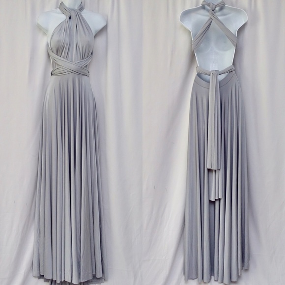 Anthropologie x BHLDN twobirds Ginger Convertible Maxi Dress Fog - Picture 8 of 9